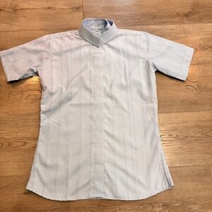 RHC Equestrian Womens Small S Light Blue Striped Short‎ Sleeve English Show Top